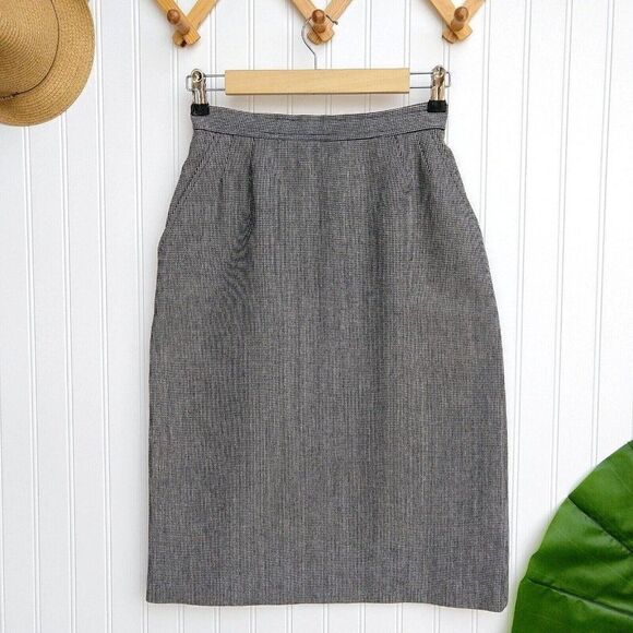 Vintage Evan Picone Houndstooth Pencil Skirt Size 6 Pockets Secretary Academia - Picture 1 of 9